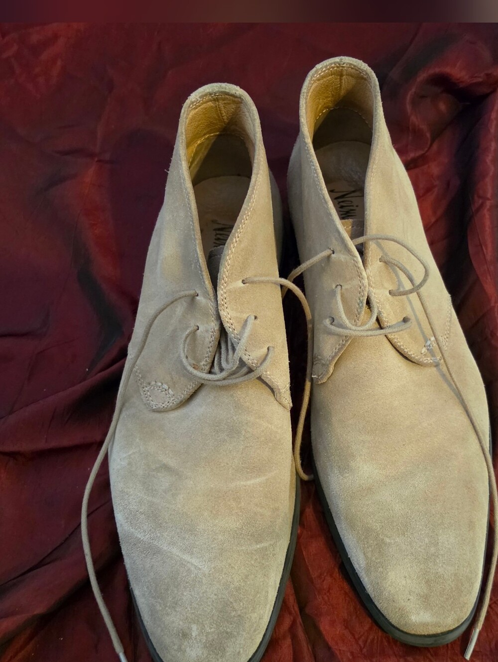 Neiman Marcus Men's Suede Chukka Boots in Beige
